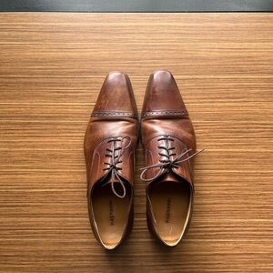 Magnanni Handmade Leather Tobacco Mens Dress Shoes Size 10